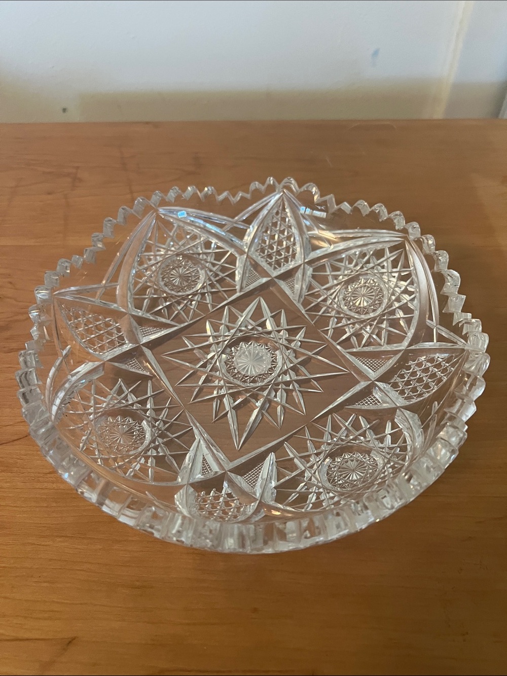 American Brilliant Period Cut Glass Bowl 8" Diameter